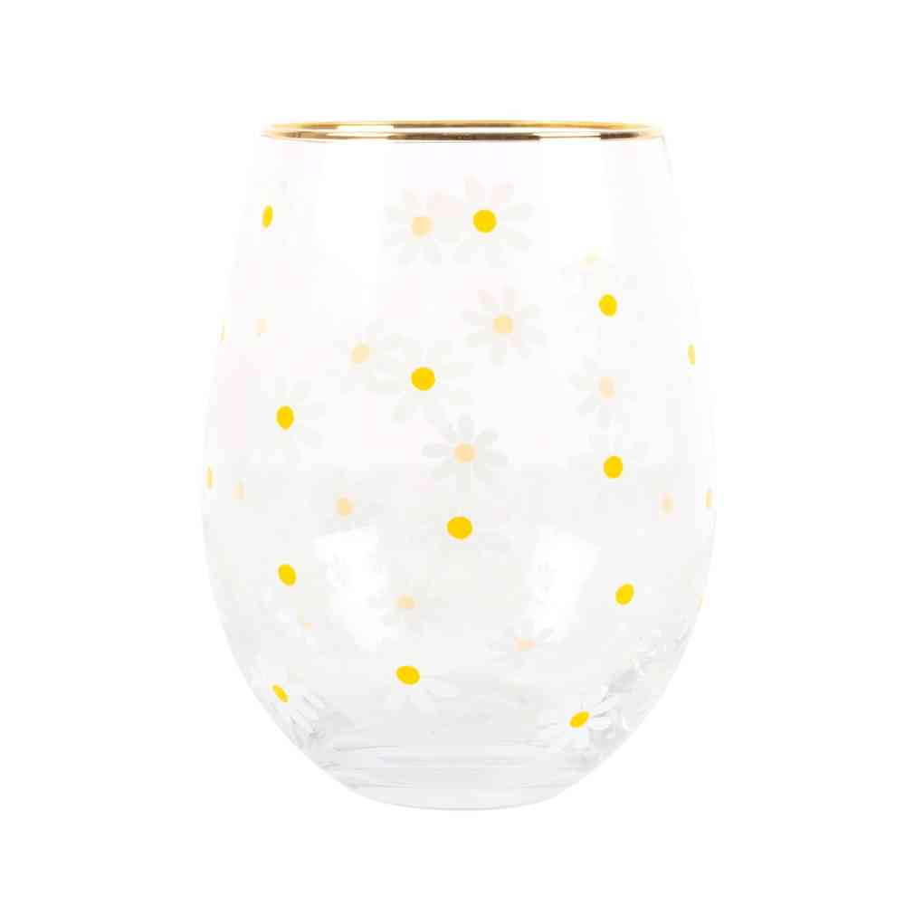 Something Different - All Over Daisy Print Stemless Wine glass - Multicolours